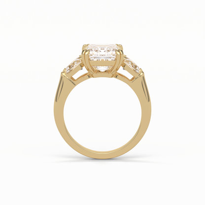 Emerald Three Stones Lab Grown Diamond Engagement Ring