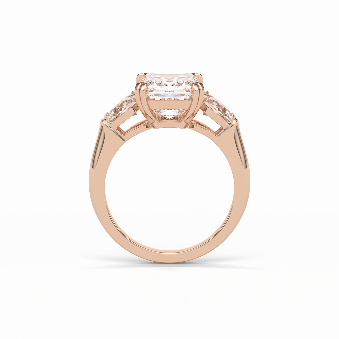 Emerald Three Stones Lab Grown Diamond Engagement Ring