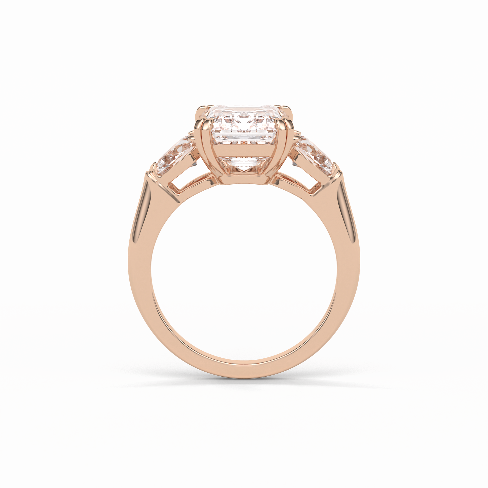 Emerald Three Stones Lab Grown Diamond Engagement Ring