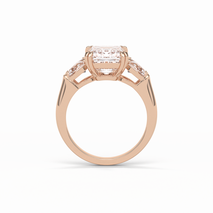 Emerald Three Stones Lab Grown Diamond Engagement Ring
