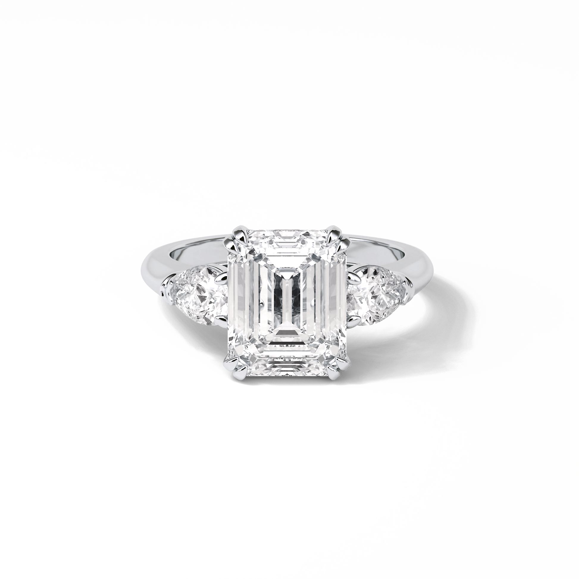 Emerald Three Stones Lab Grown Diamond Engagement Ring
