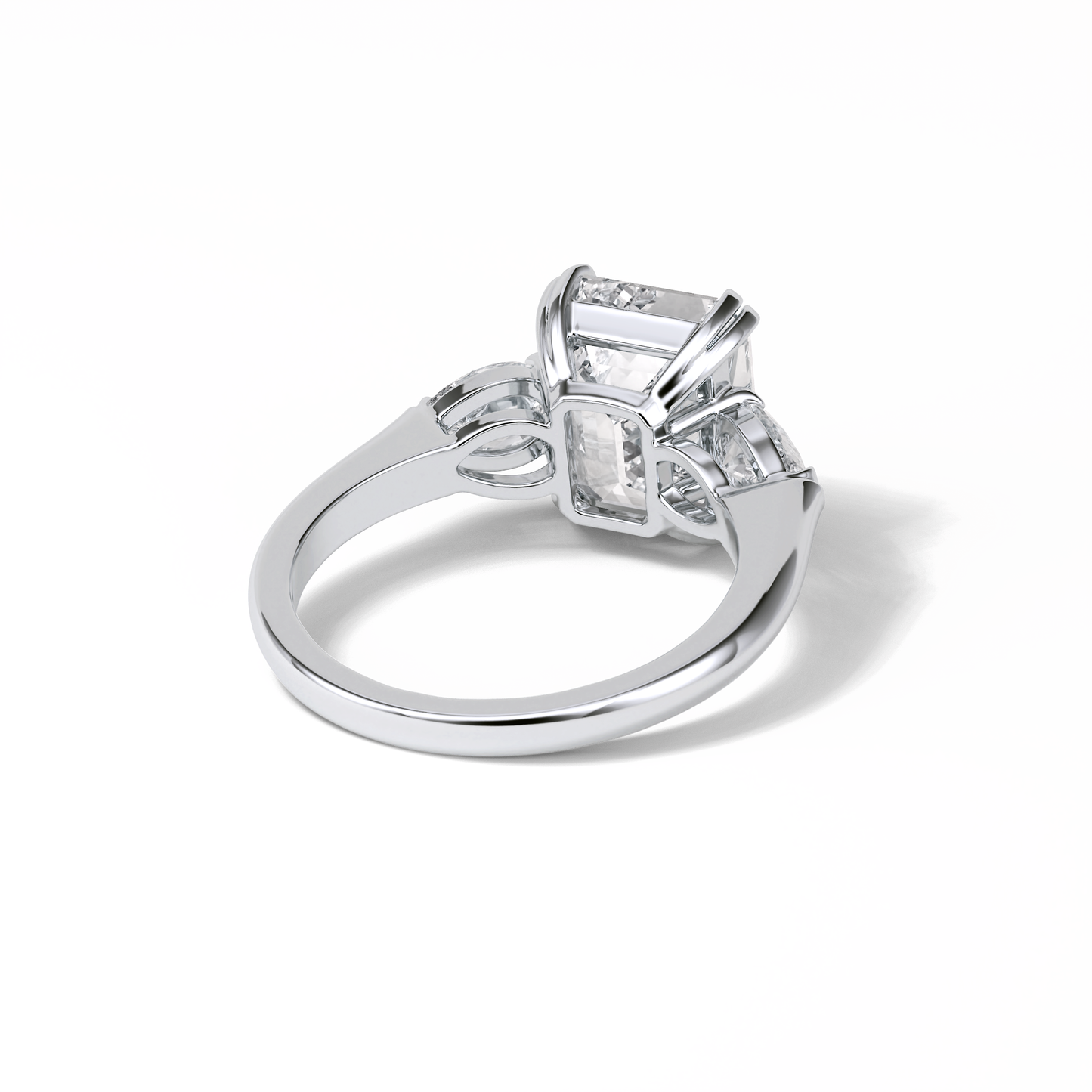 Emerald Three Stones Lab Grown Diamond Engagement Ring