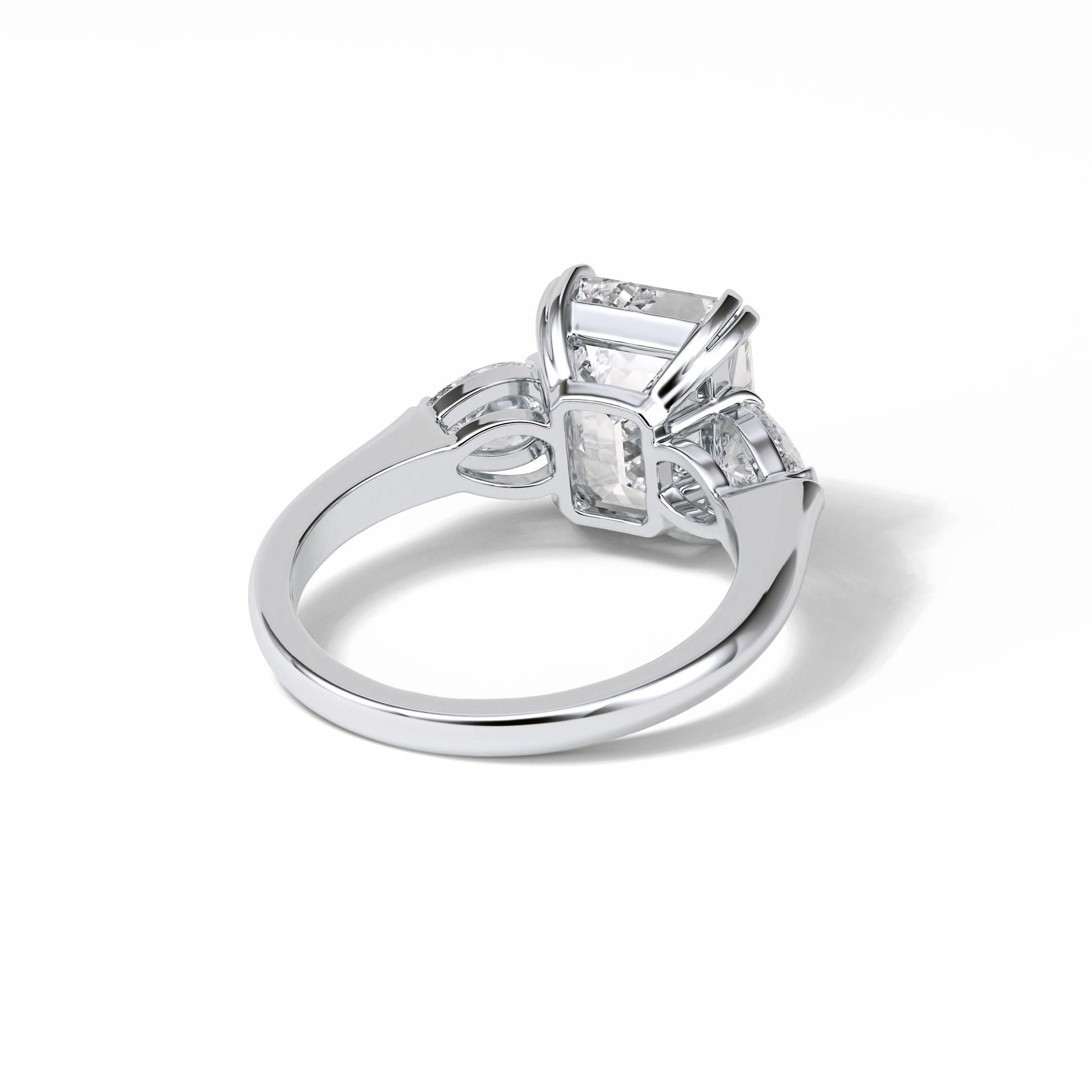 Emerald Three Stones Lab Grown Diamond Engagement Ring