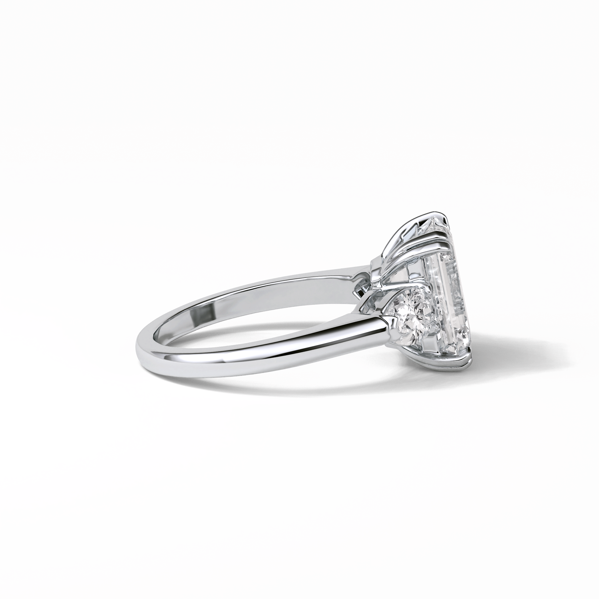 Emerald Three Stones Lab Grown Diamond Engagement Ring