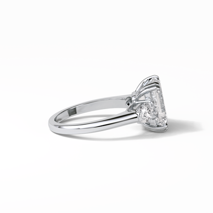 Emerald Three Stones Lab Grown Diamond Engagement Ring