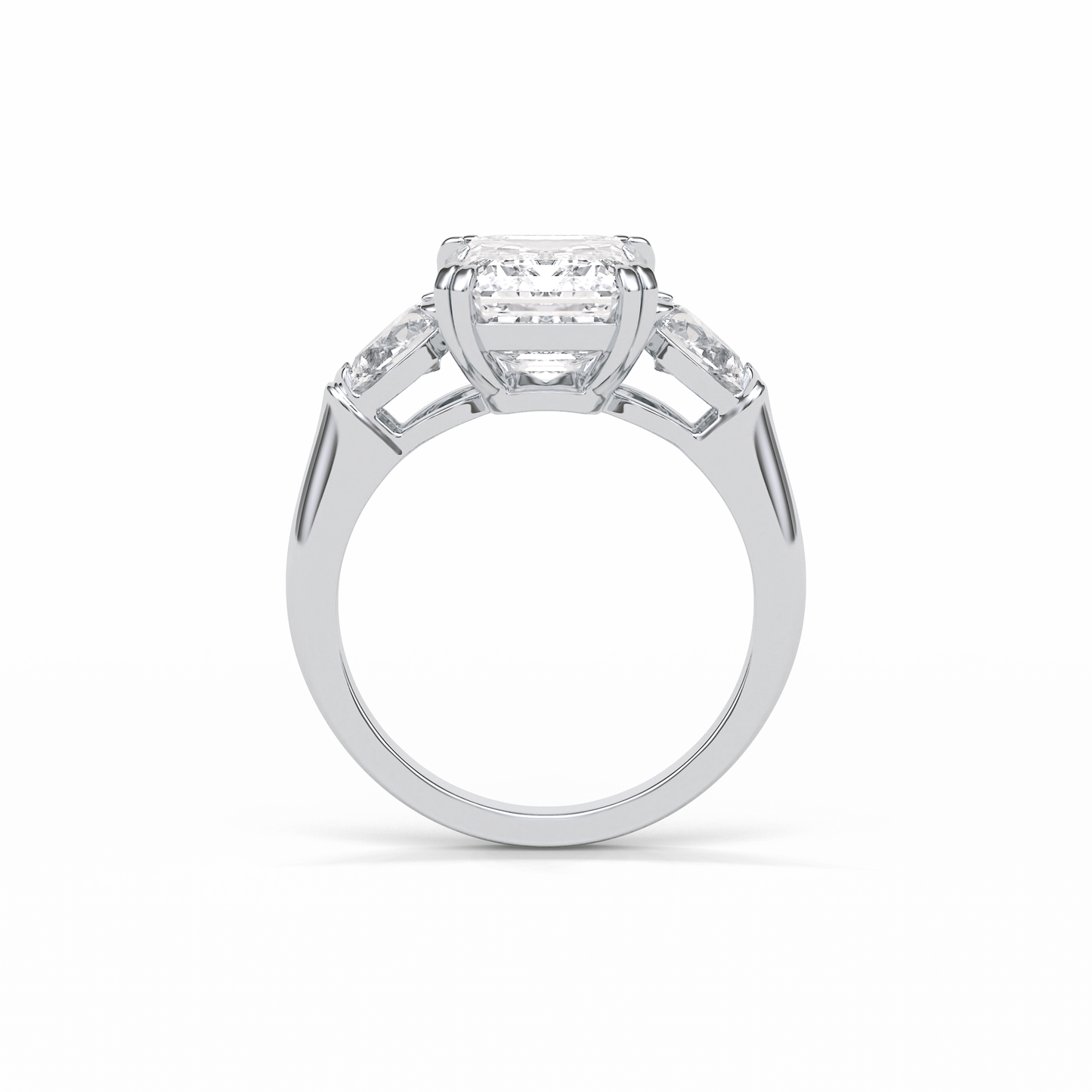 Emerald Three Stones Lab Grown Diamond Engagement Ring