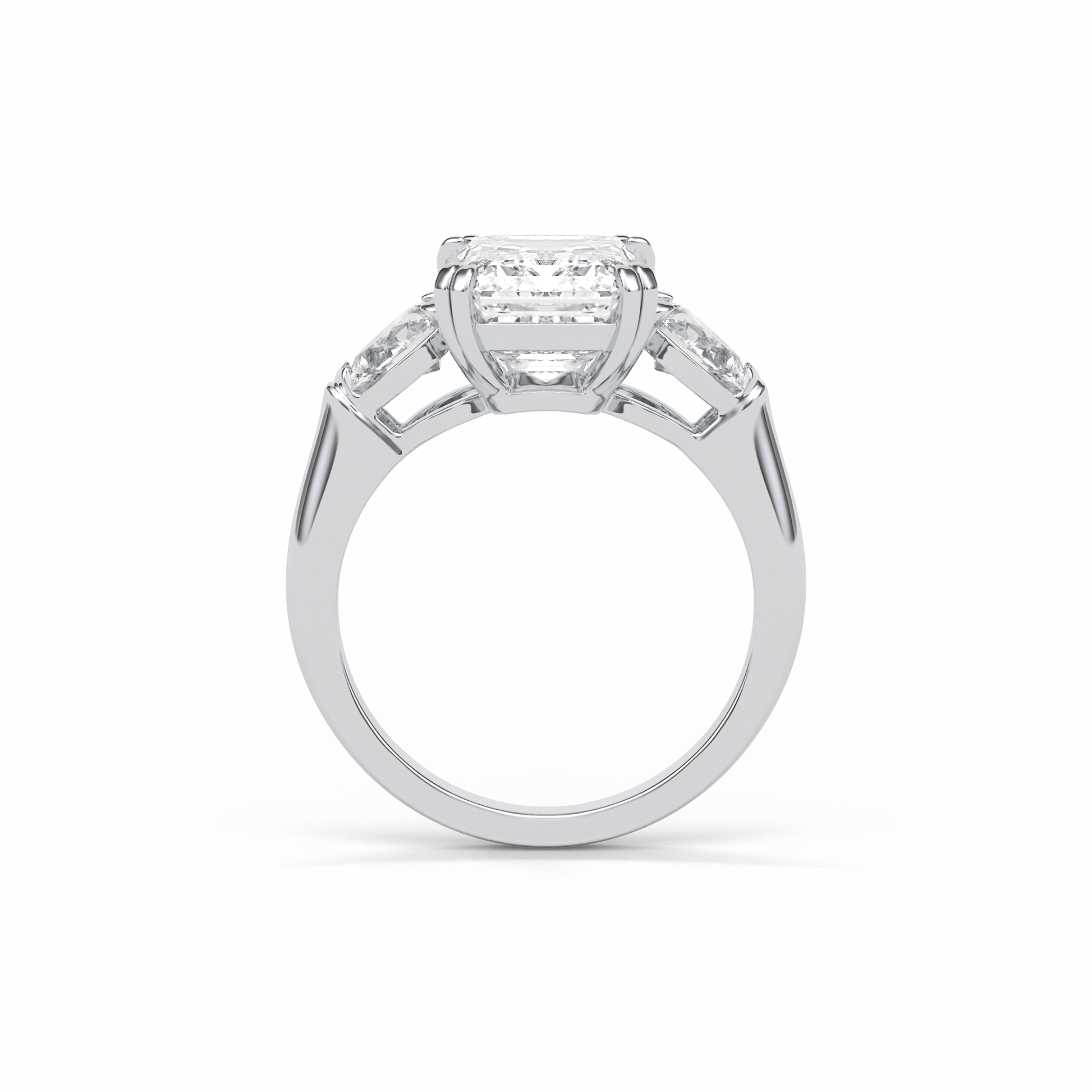 Emerald Three Stones Lab Grown Diamond Engagement Ring
