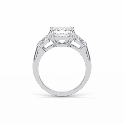 Emerald Three Stones Lab Grown Diamond Engagement Ring