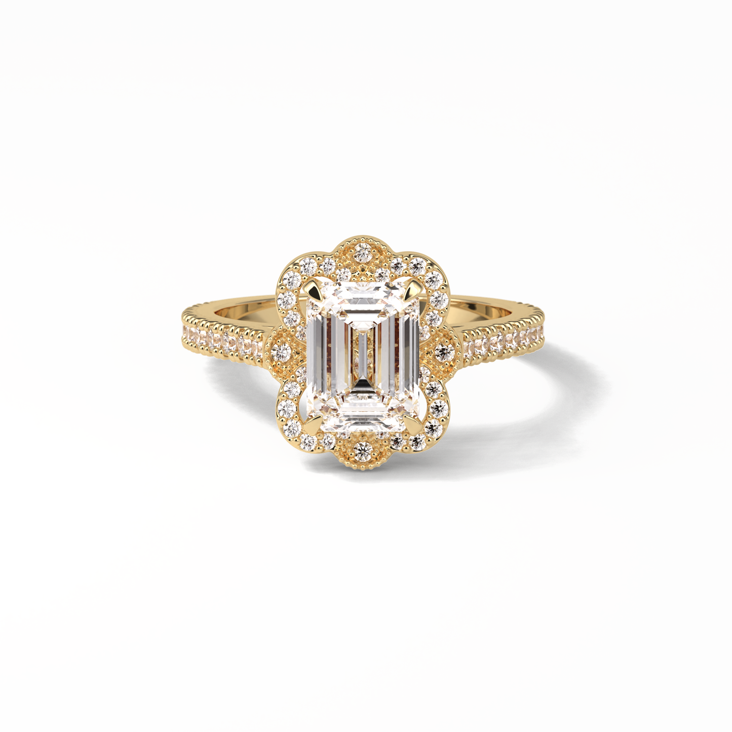 Emerald Cluster Lab Grown Diamond Engagement Ring