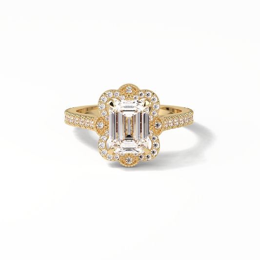 Emerald Cluster Lab Grown Diamond Engagement Ring