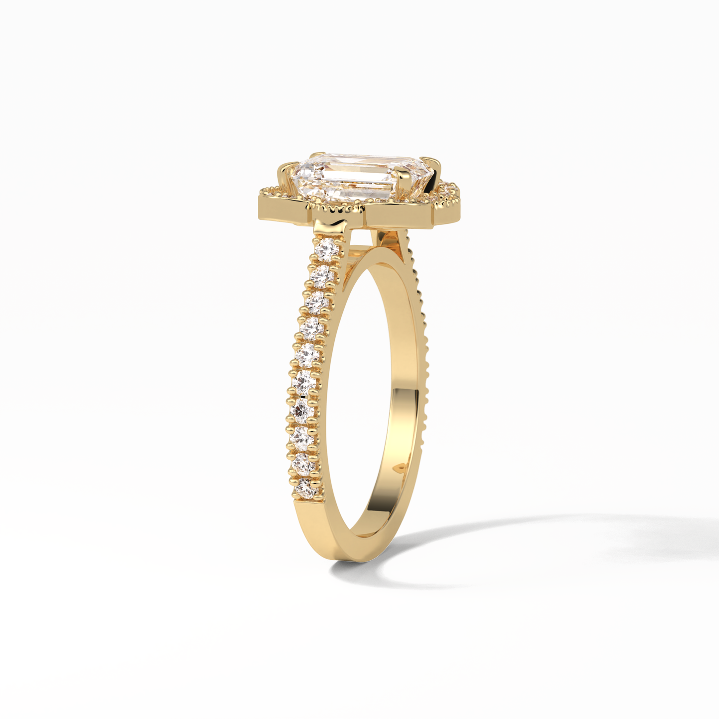 Emerald Cluster Lab Grown Diamond Engagement Ring
