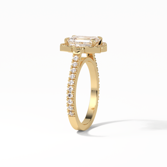 Emerald Cluster Lab Grown Diamond Engagement Ring