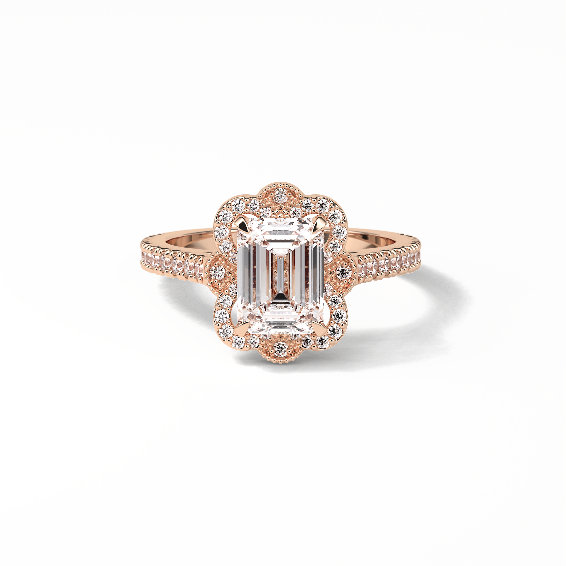 Emerald Cluster Lab Grown Diamond Engagement Ring
