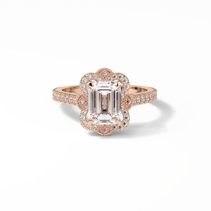 Emerald Cluster Lab Grown Diamond Engagement Ring