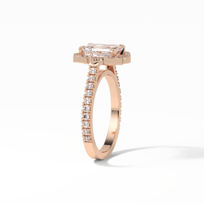 Emerald Cluster Lab Grown Diamond Engagement Ring