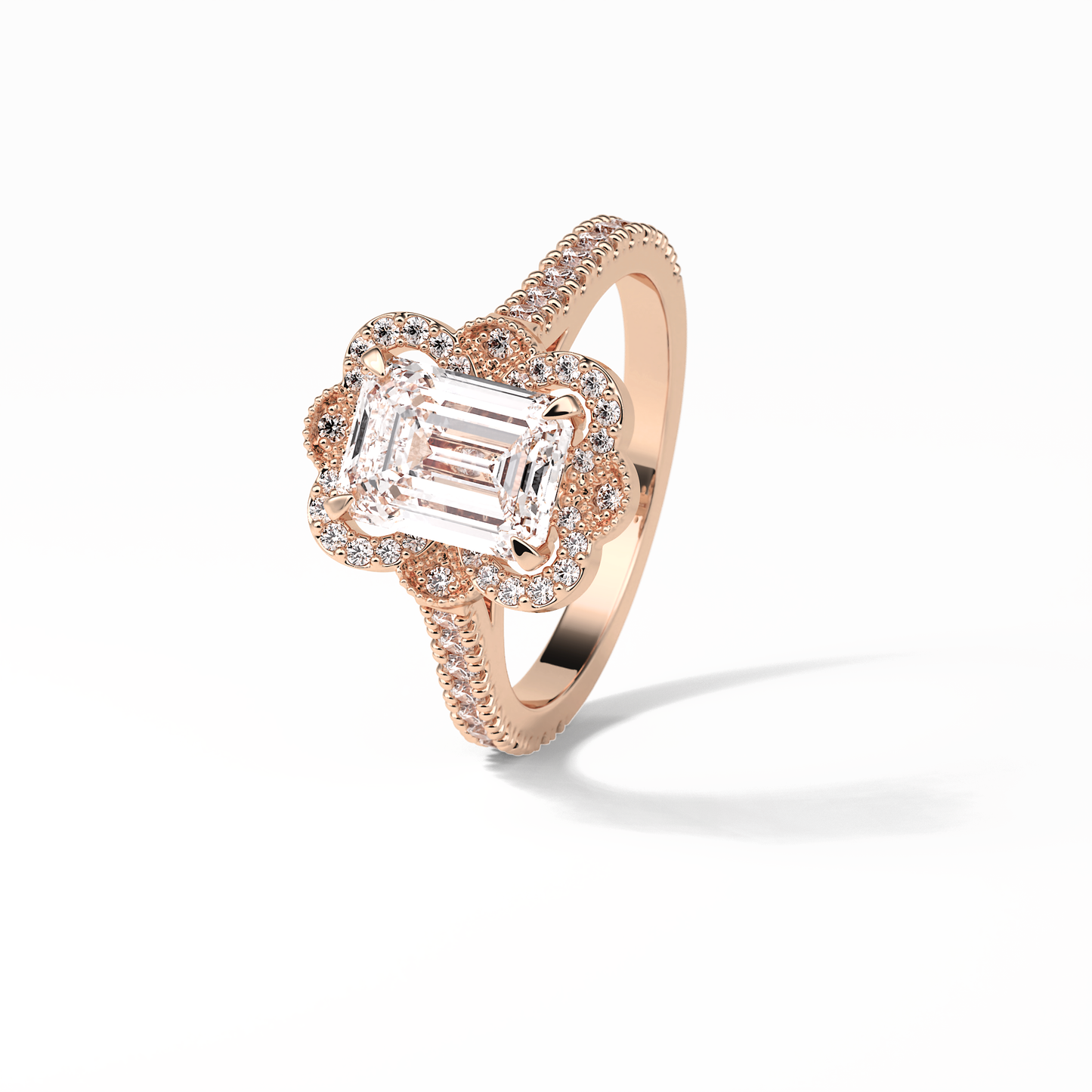 Emerald Cluster Lab Grown Diamond Engagement Ring