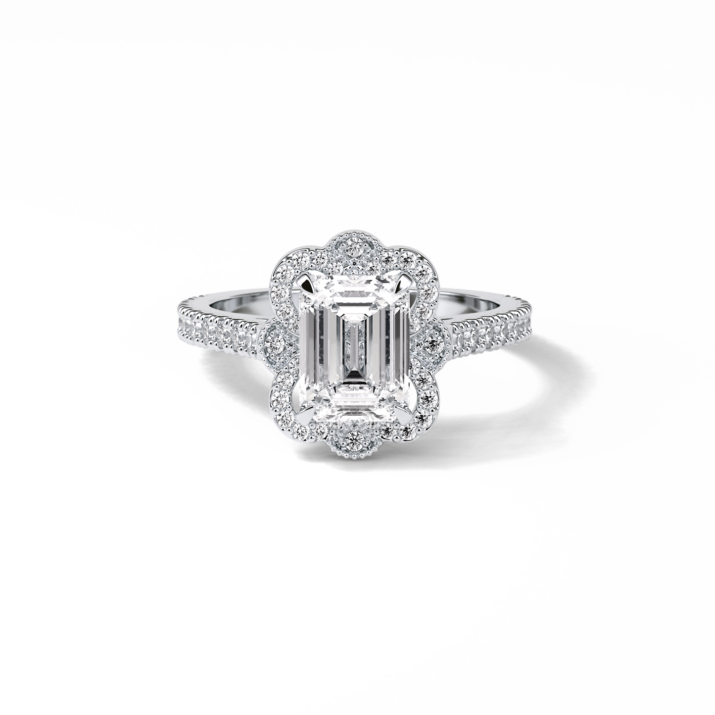 Emerald Cluster Lab Grown Diamond Engagement Ring