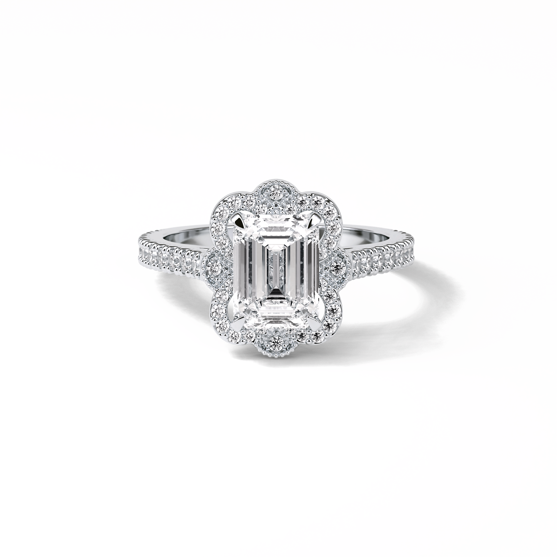 Emerald Cluster Lab Grown Diamond Engagement Ring