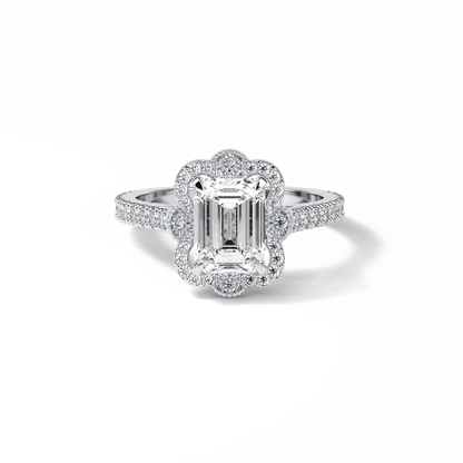Emerald Cluster Lab Grown Diamond Engagement Ring