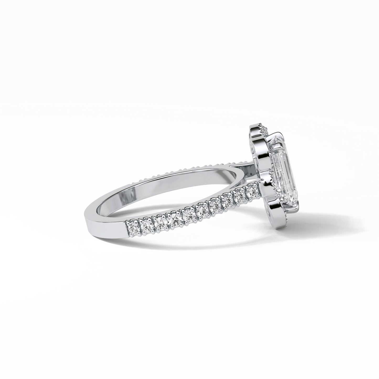 Emerald Cluster Lab Grown Diamond Engagement Ring