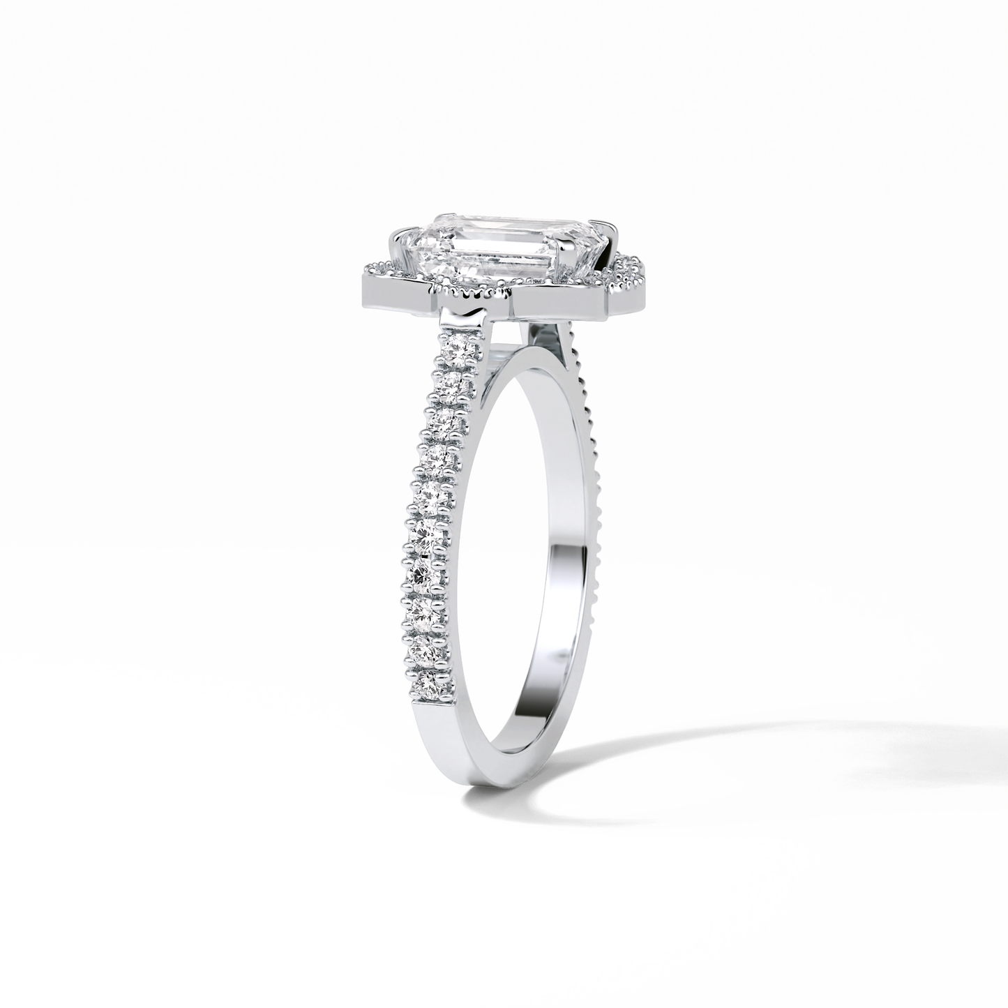 Emerald Cluster Lab Grown Diamond Engagement Ring