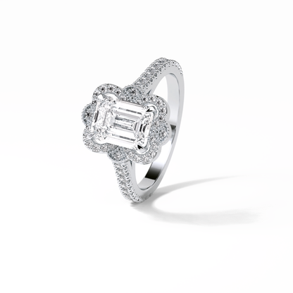 Emerald Cluster Lab Grown Diamond Engagement Ring