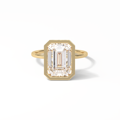 Emerald Solitaire Lab Grown Diamond Engagement Ring