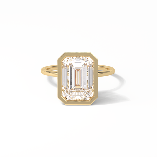 Emerald Solitaire Lab Grown Diamond Engagement Ring
