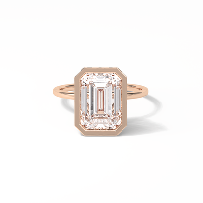 Emerald Solitaire Lab Grown Diamond Engagement Ring