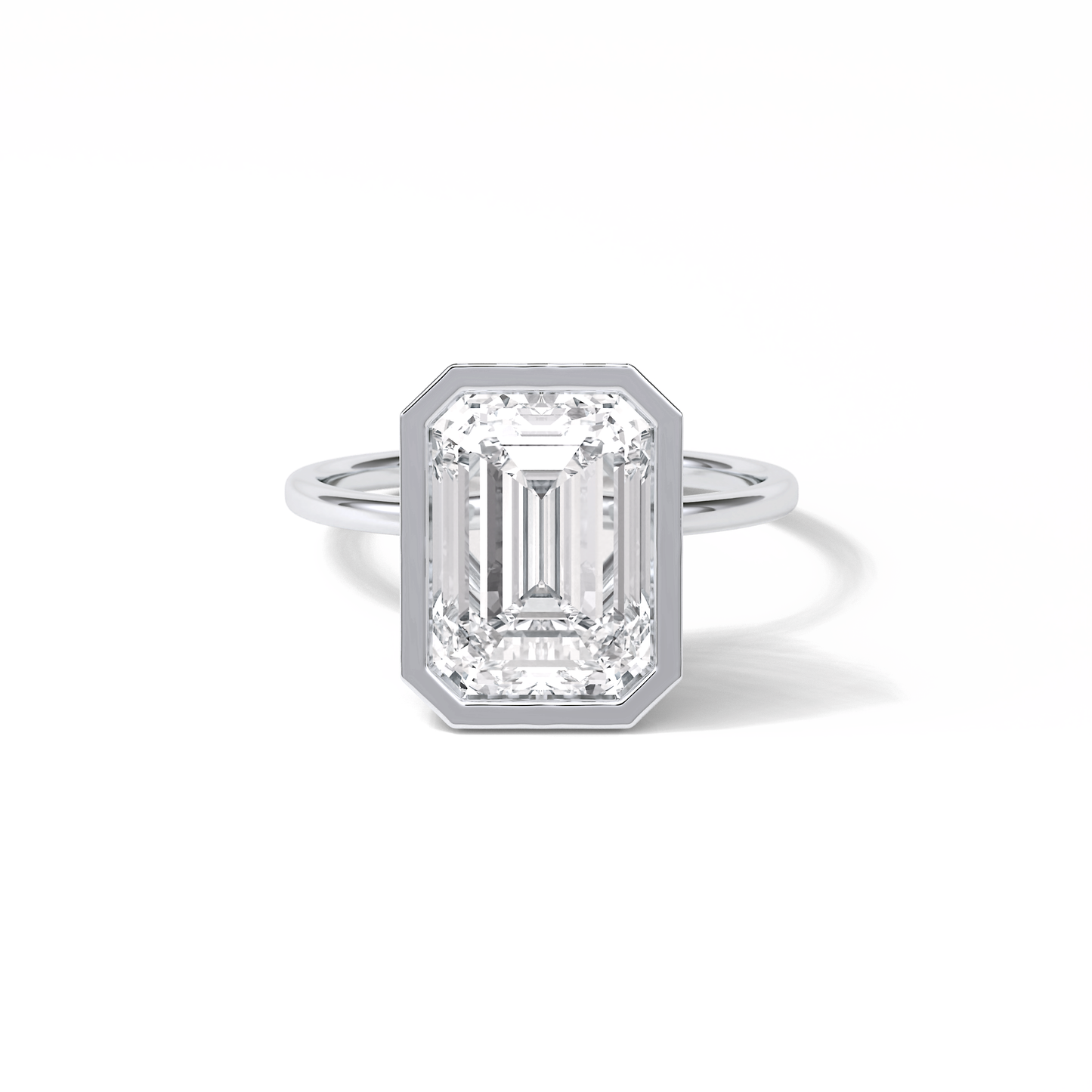 Emerald Solitaire Lab Grown Diamond Engagement Ring