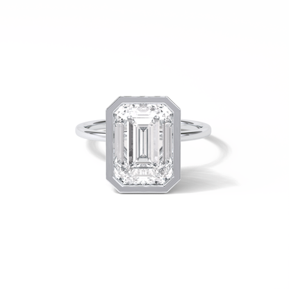 Emerald Solitaire Lab Grown Diamond Engagement Ring