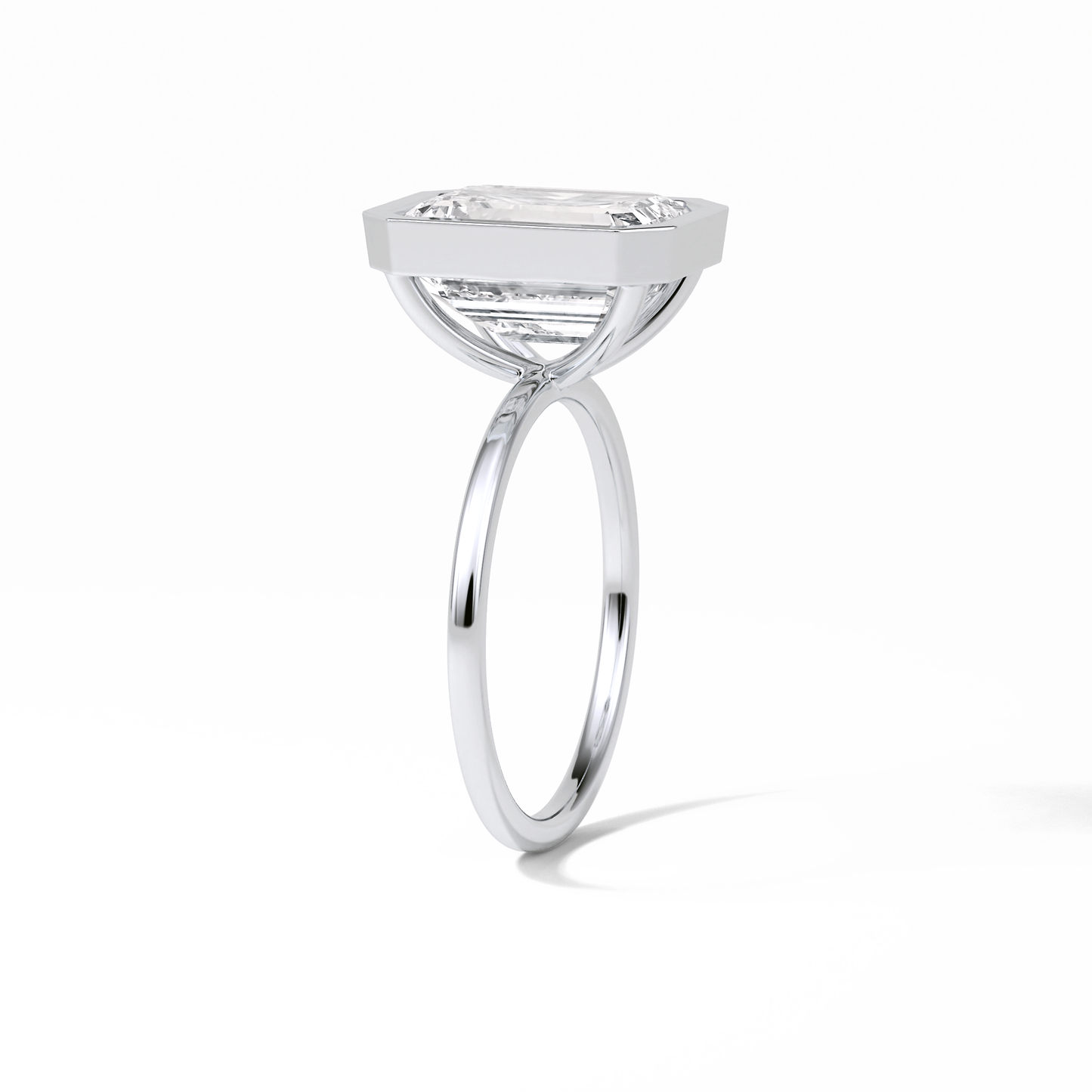 Emerald Solitaire Lab Grown Diamond Engagement Ring