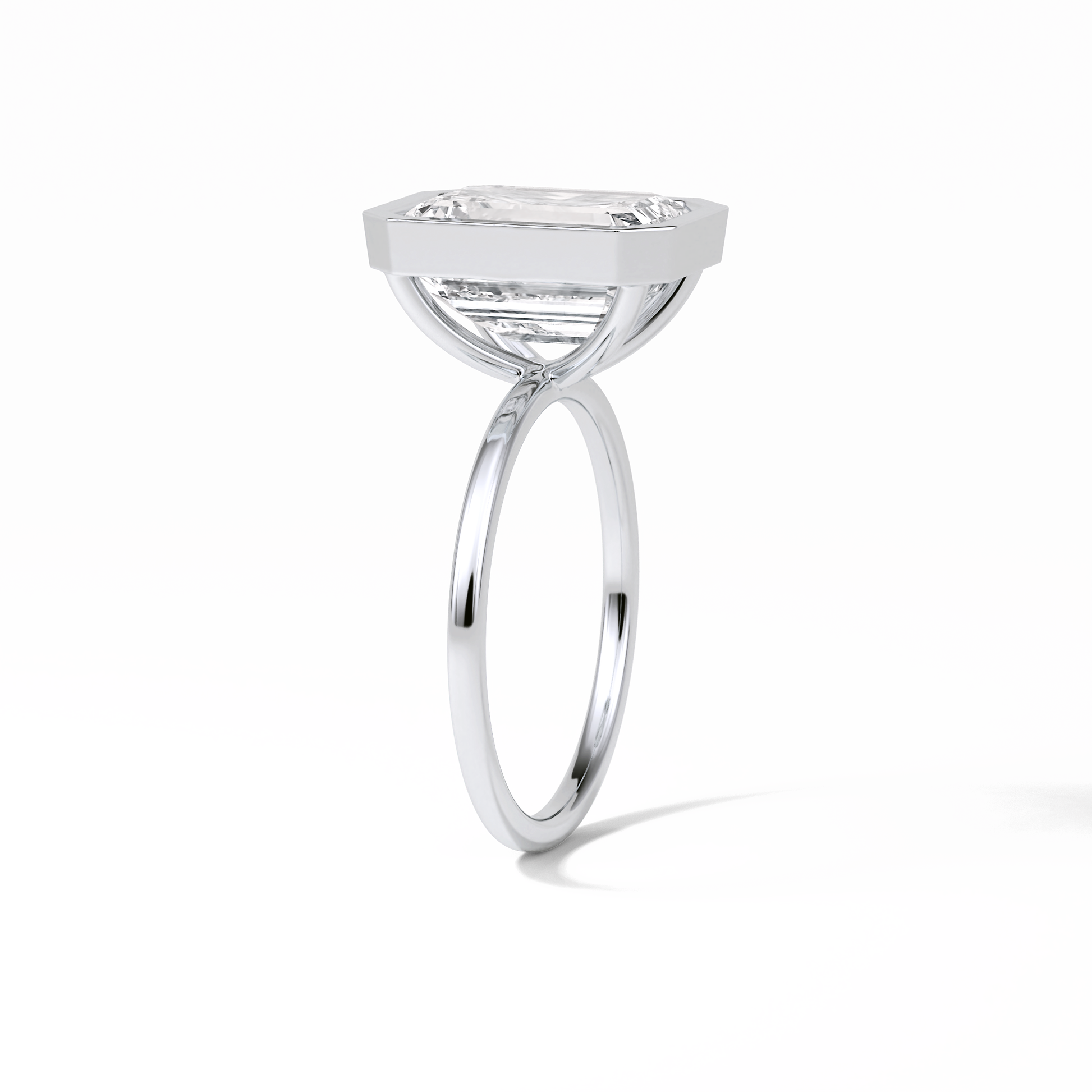 Emerald Solitaire Lab Grown Diamond Engagement Ring