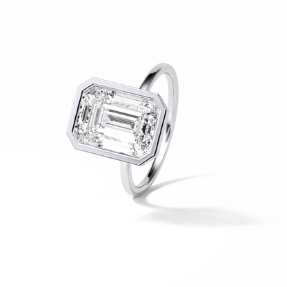 Emerald Solitaire Lab Grown Diamond Engagement Ring