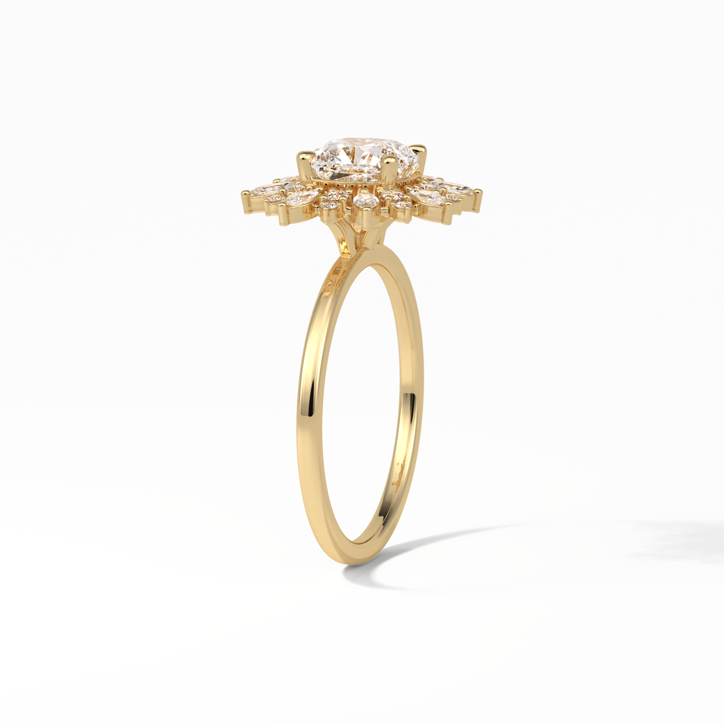 Cushion Cluster Lab Grown Diamond Engagement Ring
