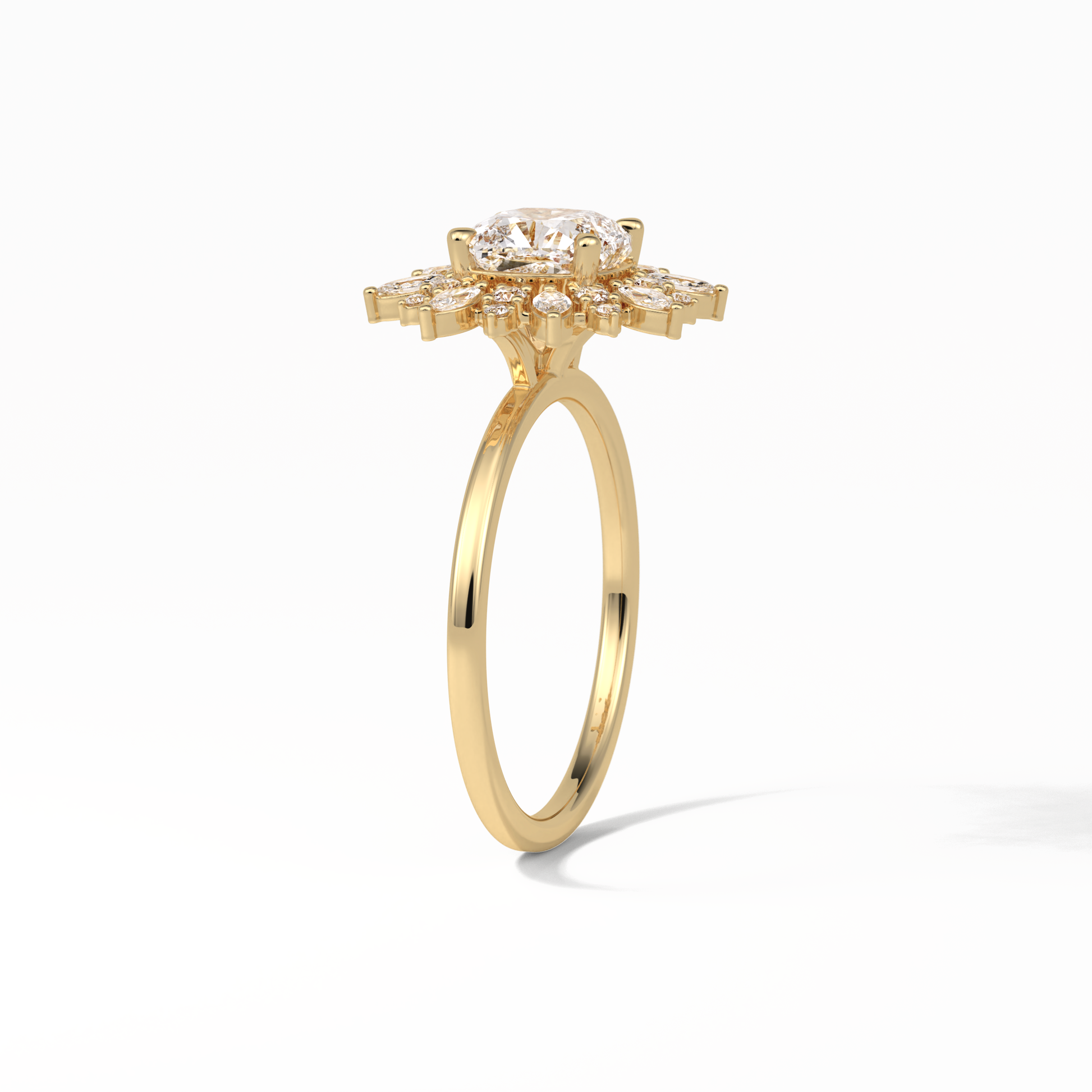 Cushion Cluster Lab Grown Diamond Engagement Ring