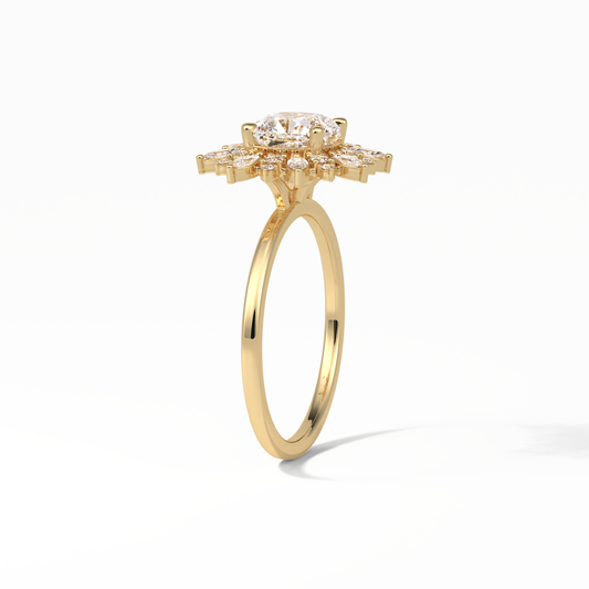 Cushion Cluster Lab Grown Diamond Engagement Ring