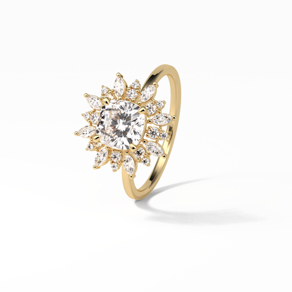 Cushion Cluster Lab Grown Diamond Engagement Ring