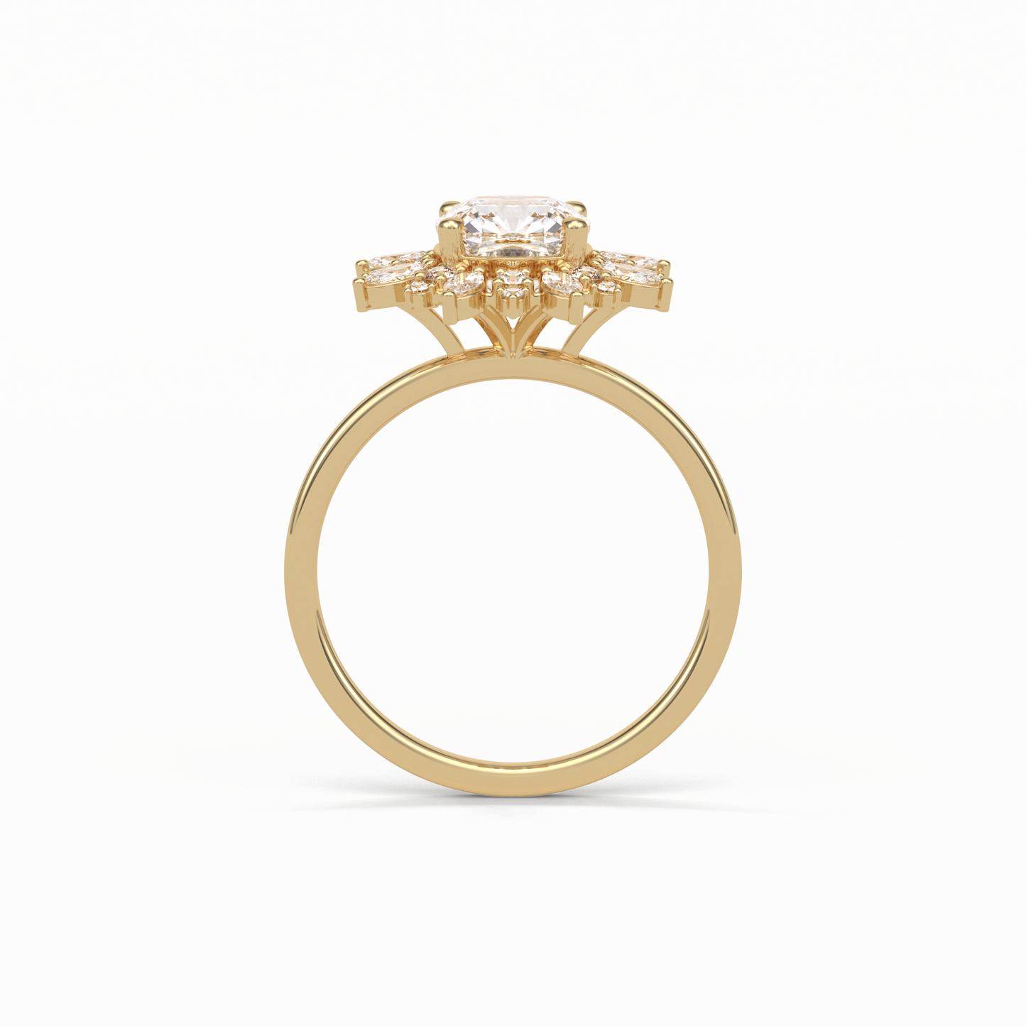 Cushion Cluster Lab Grown Diamond Engagement Ring