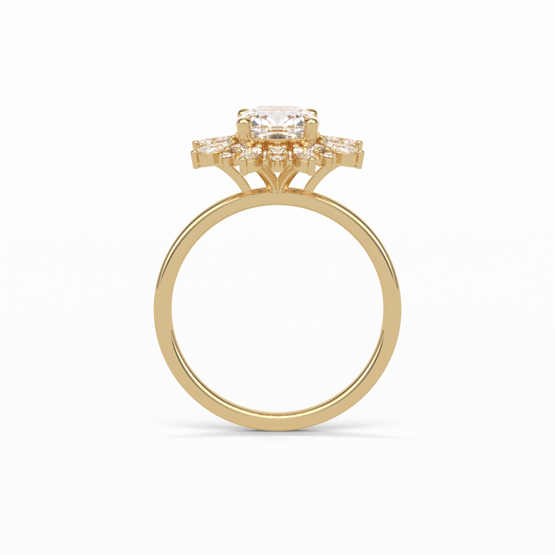 Cushion Cluster Lab Grown Diamond Engagement Ring