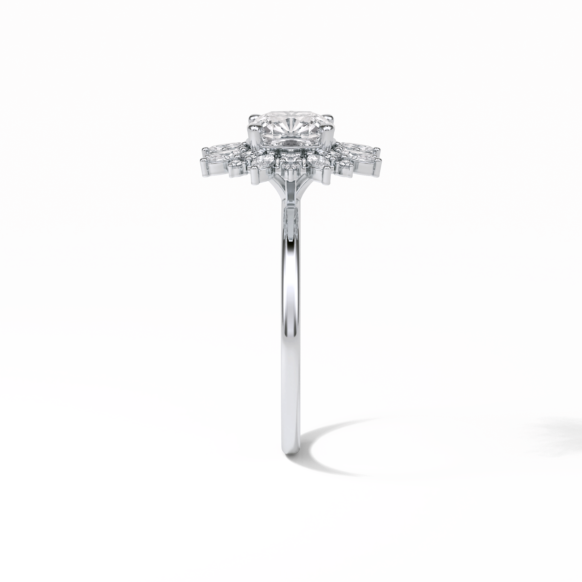 Cushion Cluster Lab Grown Diamond Engagement Ring