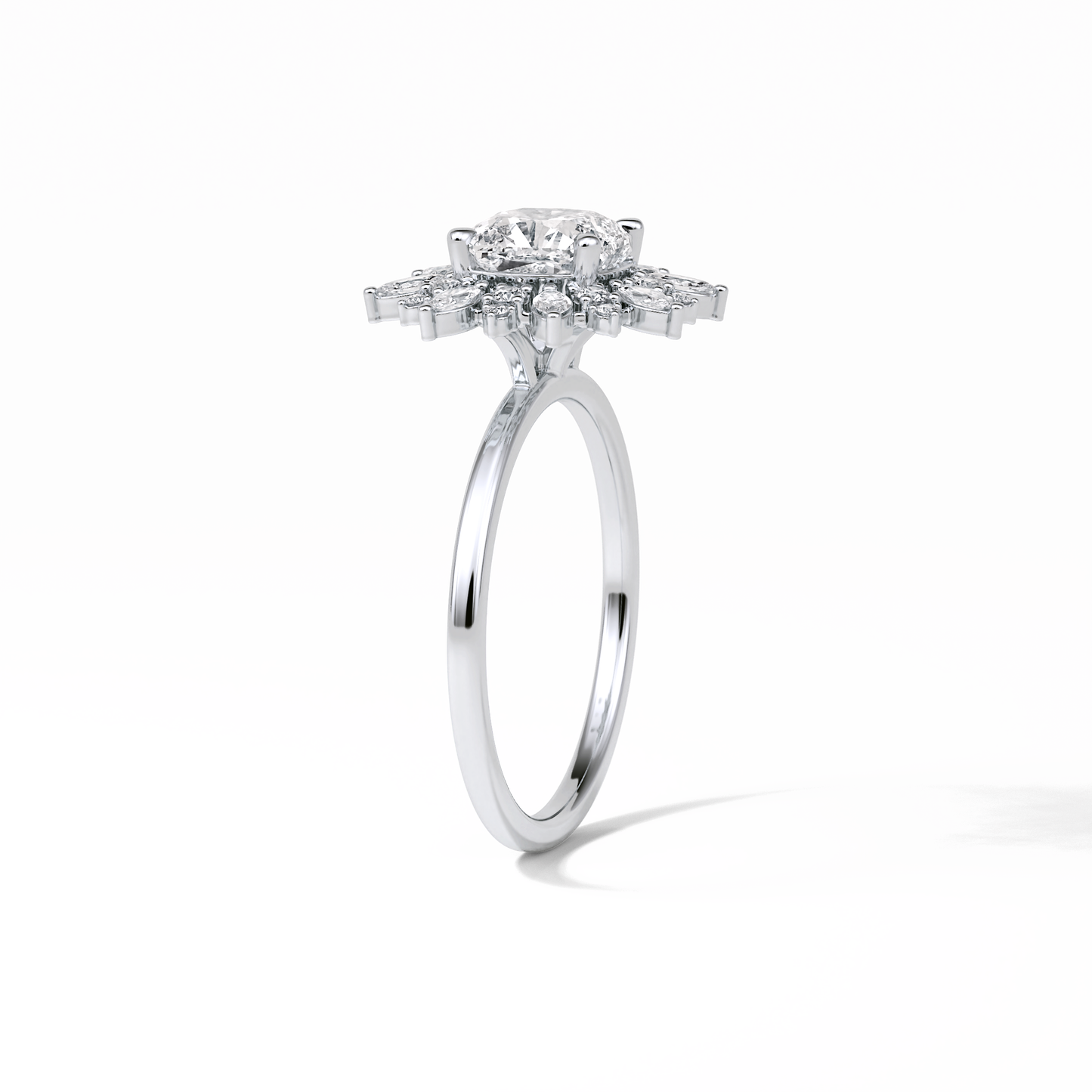 Cushion Cluster Lab Grown Diamond Engagement Ring