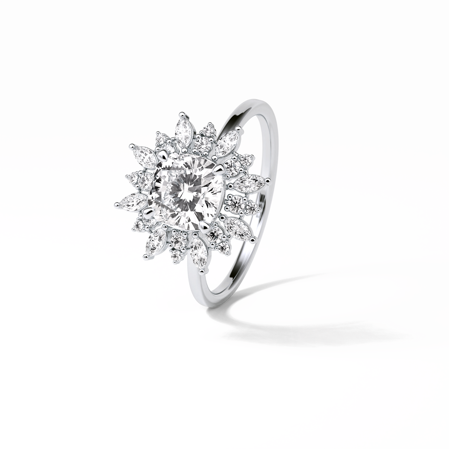 Cushion Cluster Lab Grown Diamond Engagement Ring