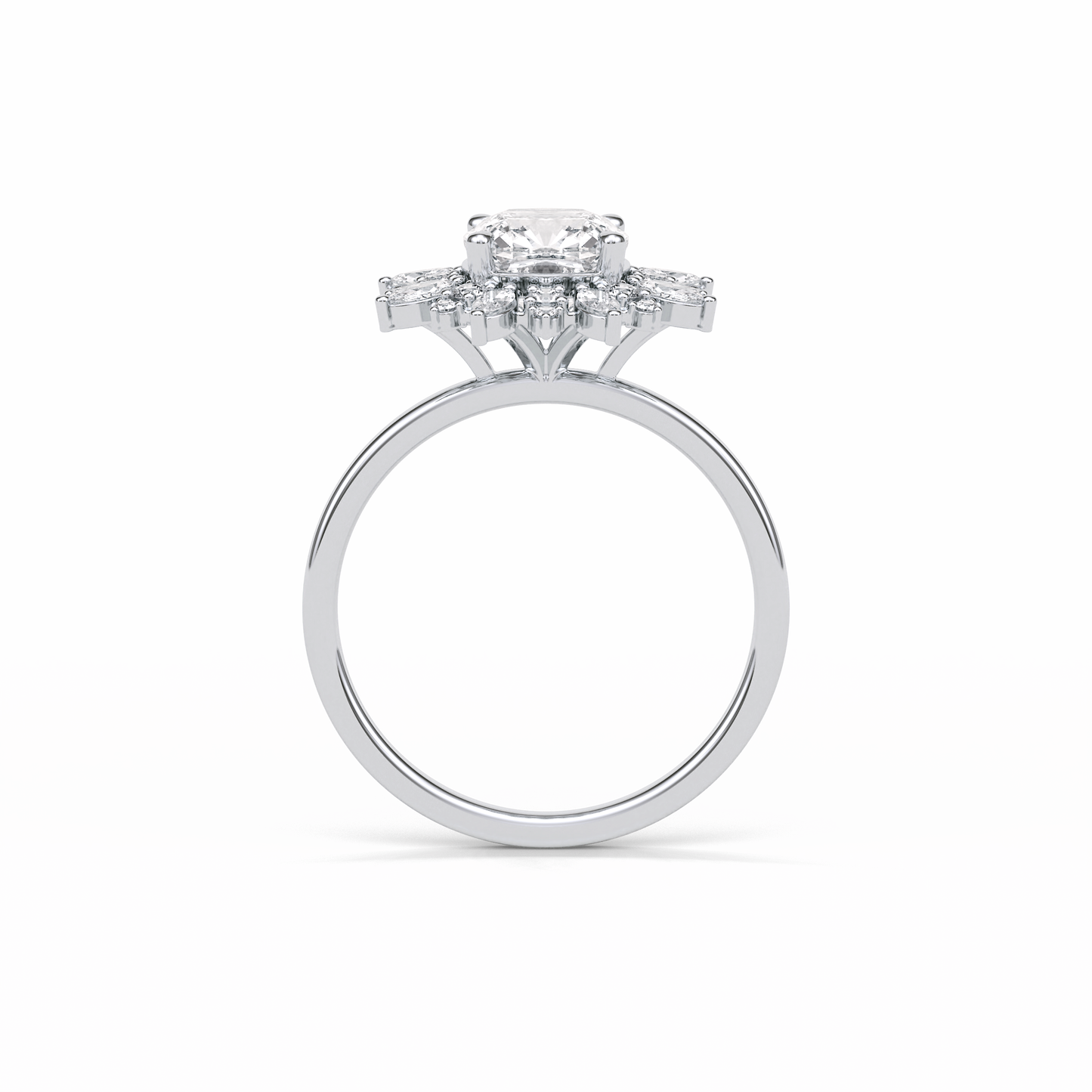 Cushion Cluster Lab Grown Diamond Engagement Ring