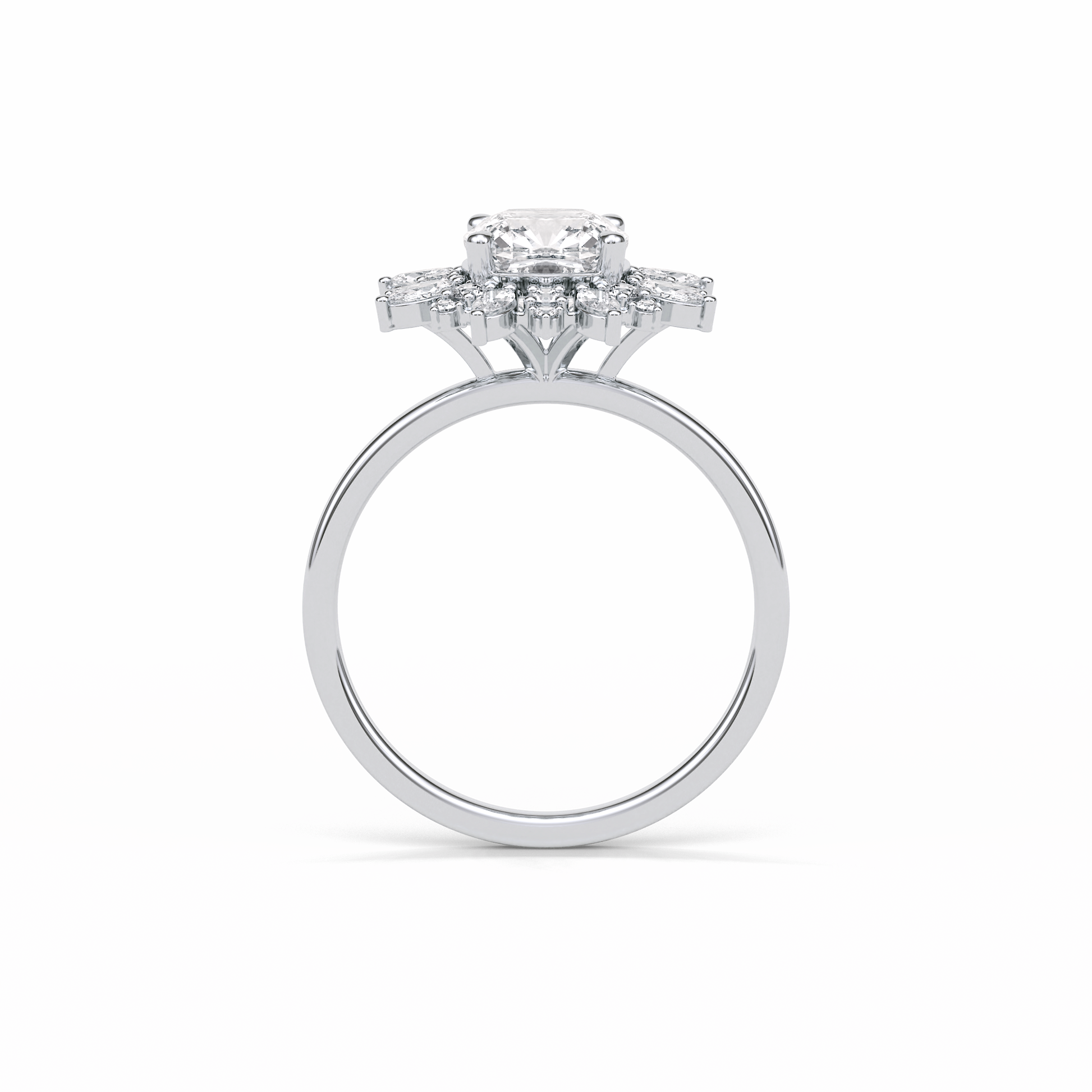 Cushion Cluster Lab Grown Diamond Engagement Ring