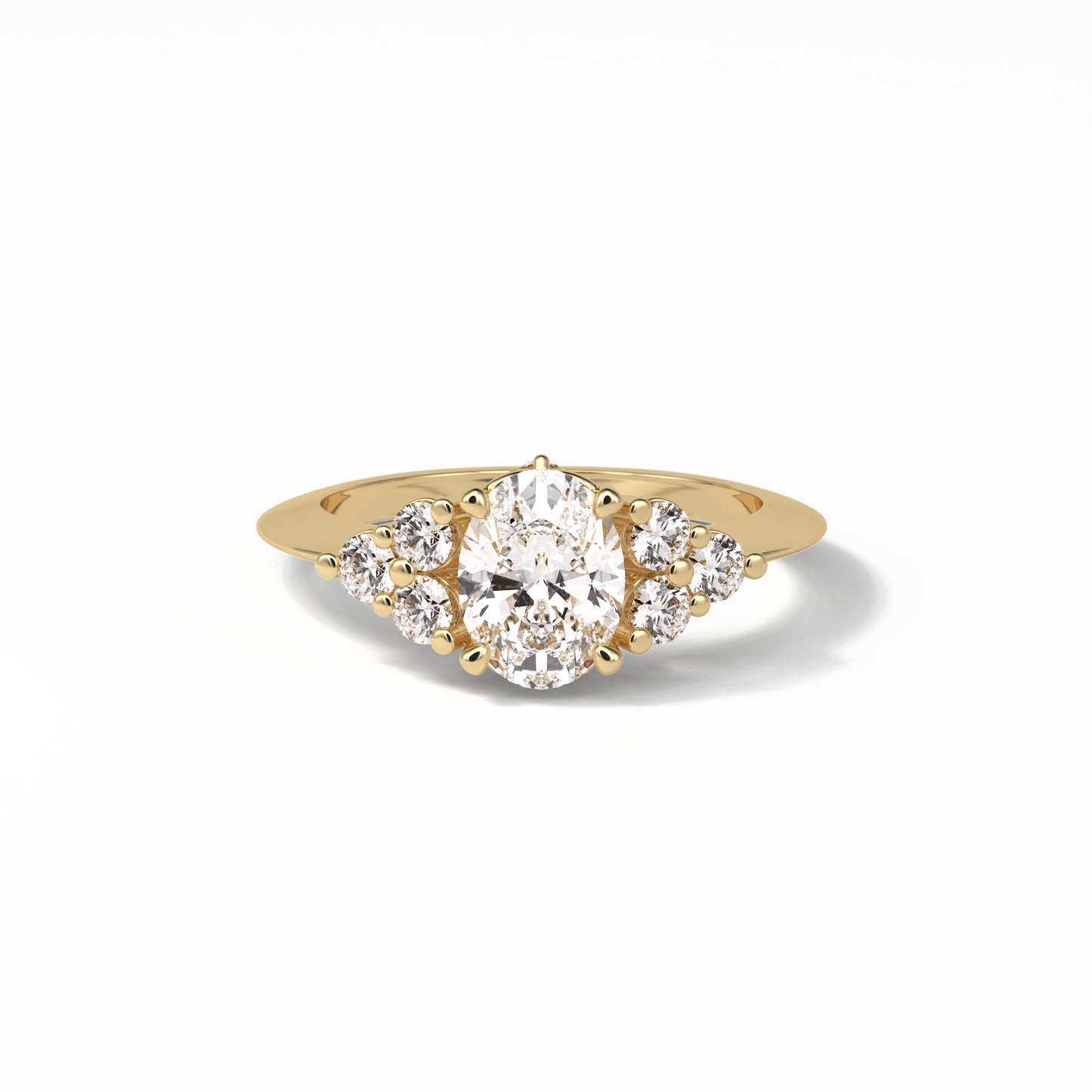 Oval Cluster Lab Grown Diamond Engagement Ring