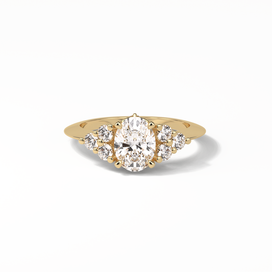 Oval Cluster Lab Grown Diamond Engagement Ring