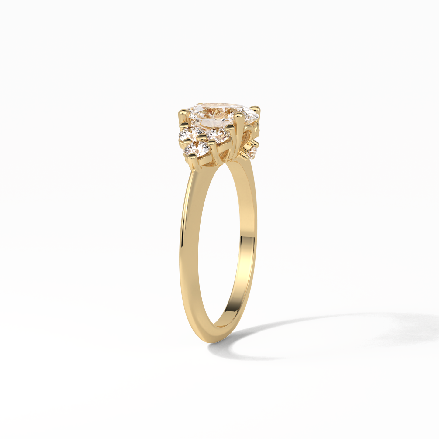 Oval Cluster Lab Grown Diamond Engagement Ring