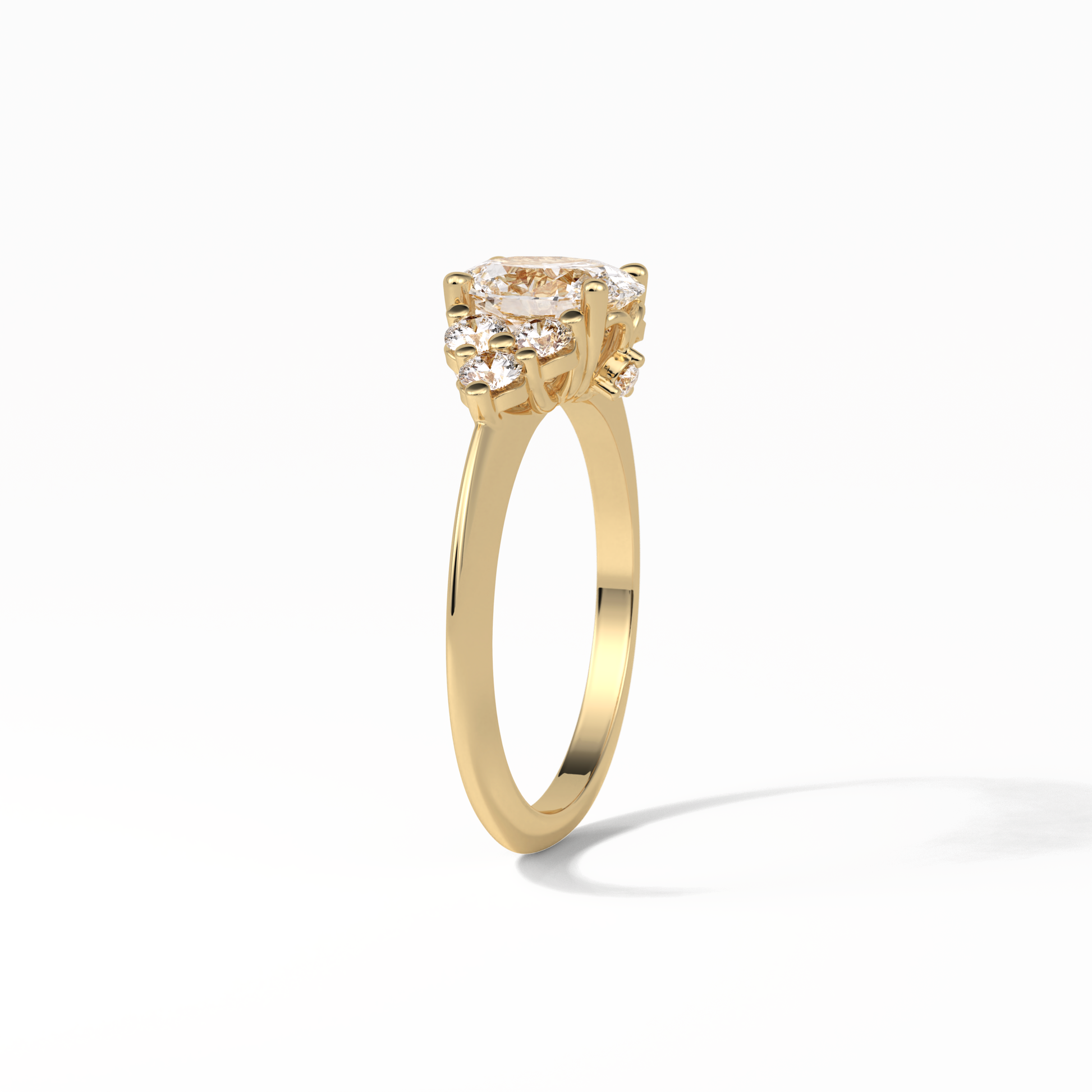 Oval Cluster Lab Grown Diamond Engagement Ring