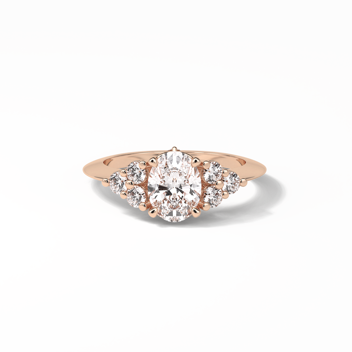 Oval Cluster Lab Grown Diamond Engagement Ring